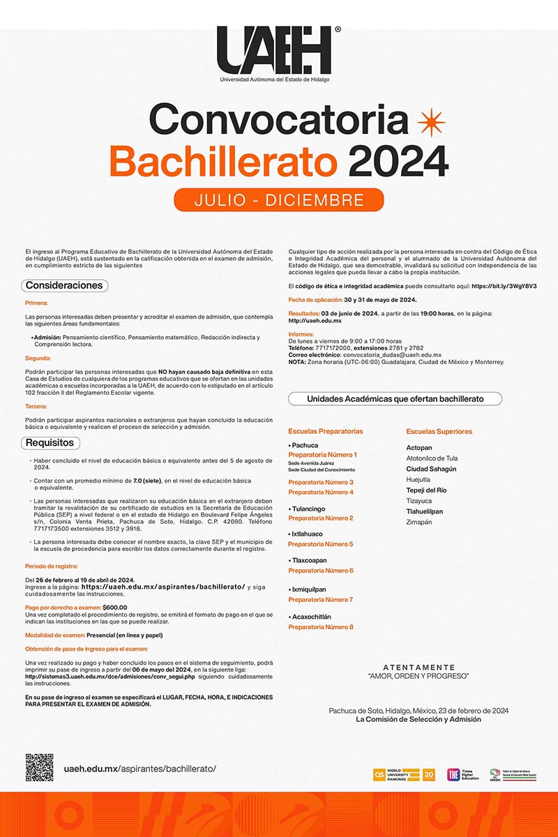 Boletín Abre UAEH convocatoria de ingreso al semestre Julio